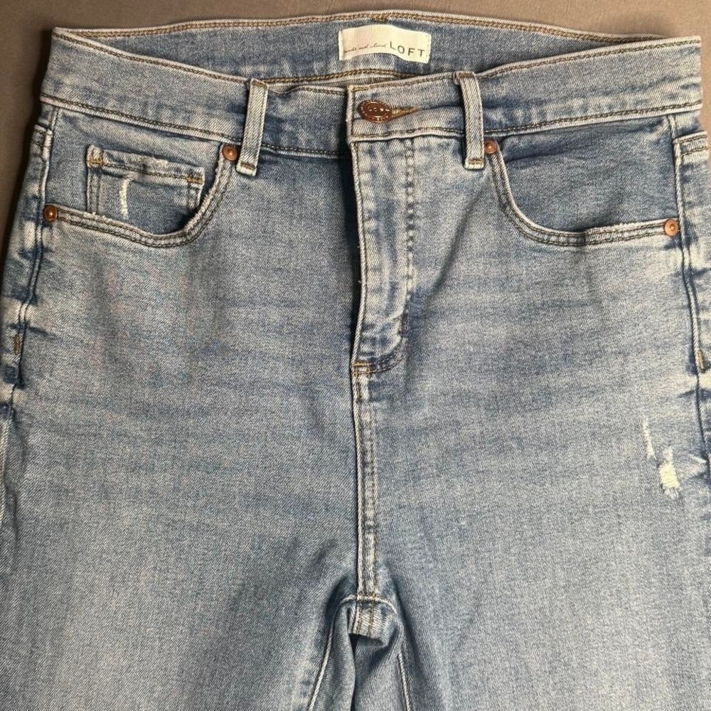 LOFT High Waist Flare Crop Light Wash Jeans, Size 4 - Picture 3 of 8